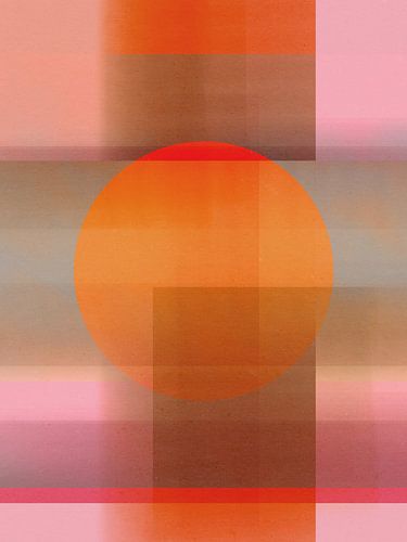 Retro abstracte geometrische kunst in verbrand oranje, taupe, paars en roze