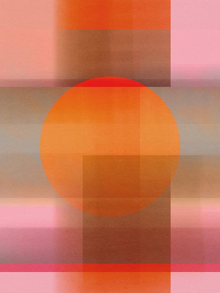 Art géométrique abstrait rétro en orange brûlé, taupe, violet et rose par Dina Dankers