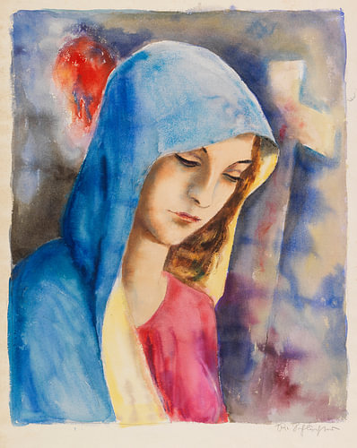Rudolf Schlichter - Vrouw met blauwe mantel - Madonna, ca. 1928