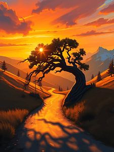 La rivière et l'arbre solitaire