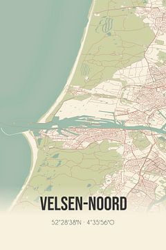 Vintage landkaart van Velsen-Noord (Noord-Holland) van MijnStadsPoster