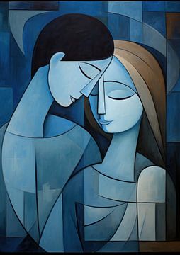 Serene Cubist Love by Abstract Painting
