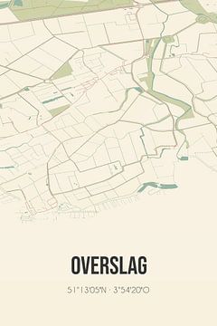 Vintage landkaart van Overslag (Zeeland) van Rezona