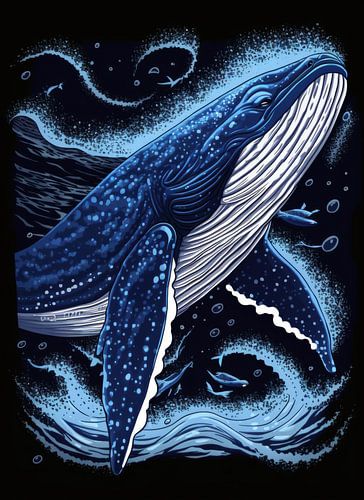 Une majestueuse baleine bleue dans les profondeurs de l'océan sur Jordan