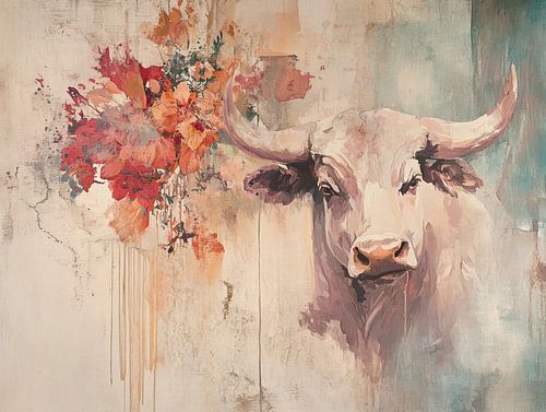 Taureau et fleurs