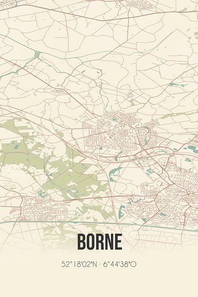 Vieille carte de Borne (Overijssel) par Affiches de lieux