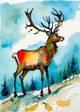 Rendier aquarel van MIROKKU