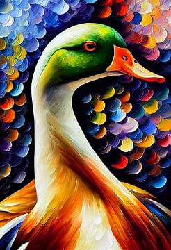 Portrait coloré d'un canard sur Whale & Sons