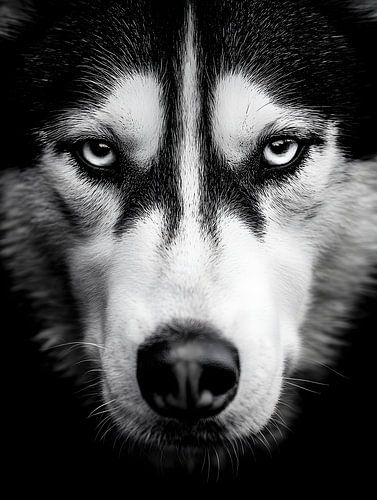 Husky - Intense look in zwart en wit