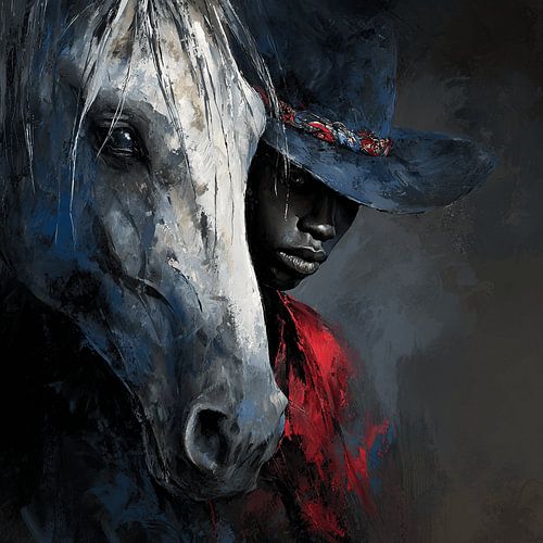 White Love | Horseman and Horse Artwork sur Karina Brouwer