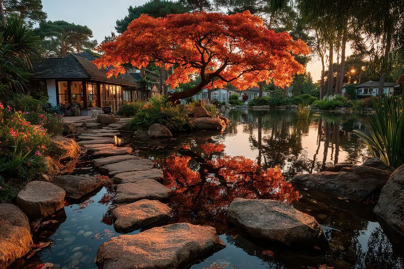 painting japanese garden by Egon Zitter