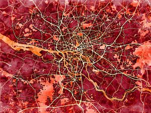 Karte von Hamburg im stil 'Amber Autumn'