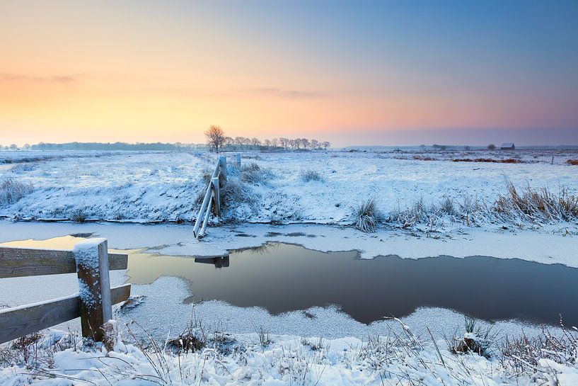 Winterlandschap bij Lieveren in Drenthe van Bas Meelker