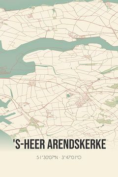 Vintage landkaart van 's-Heer Arendskerke (Zeeland) van MijnStadsPoster