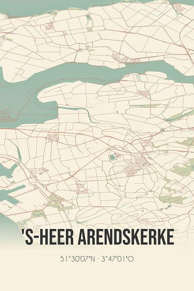 Vintage map of 's-Heer Arendskerke (Zeeland) by Prints of Place