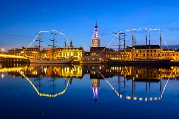 Evening view on the skyline of Kampen in Overijssel, The Netherl by Sjoerd van der Wal Photography