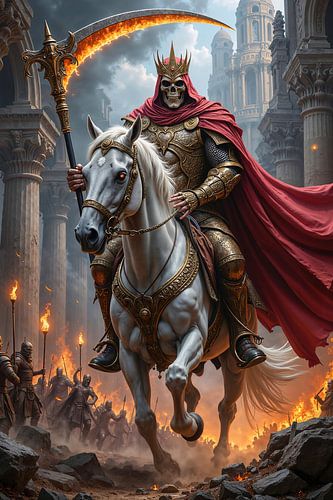 VELKARION – De Grim Reaper koning rijdt op een paard