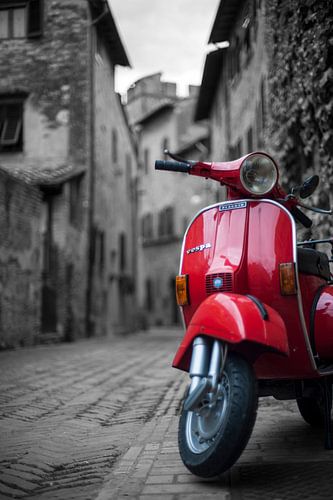 Red Vespa Piaggio by Bart van der Borst