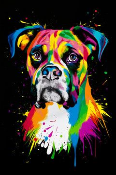 Kleurrijk boxer hondenportret - Moderne kunst voor dierenliefhebbers van Poster Art Shop