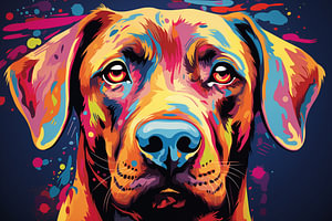 Wunderschöner Hund im Mixed-Media-Pop-Art-Stil