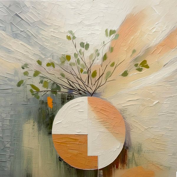 Abstrait - Vase avec branche - Style de vie Japandi/Wabi Sabi par Studio Pieternel
