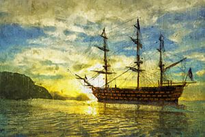 HMS Victory bij zonsondergang van Arjen Roos