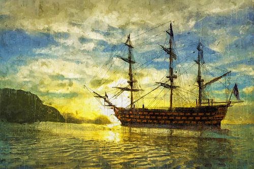 HMS Victory bij zonsondergang