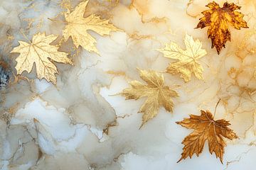 Gouden herfstbladeren op marmer van Imperial Art House