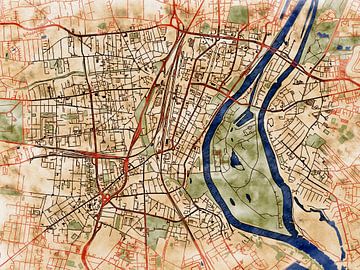 Kaart van Magdeburg centrum in de stijl 'Serene Summer' van Maporia