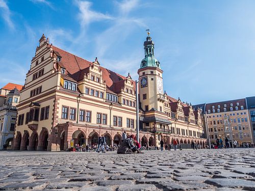 Rathausplatz mit Rathaus in Leipzig