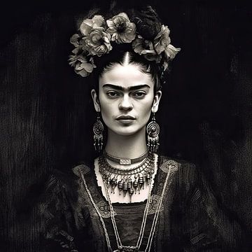 Frida Poster Schwarz und Weiß von Niklas Maximilian