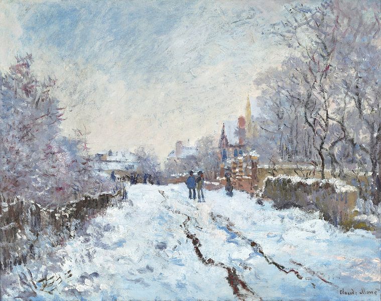 Schneelandschaft in Argenteuil, Claude Monet von Meisterhafte Meister