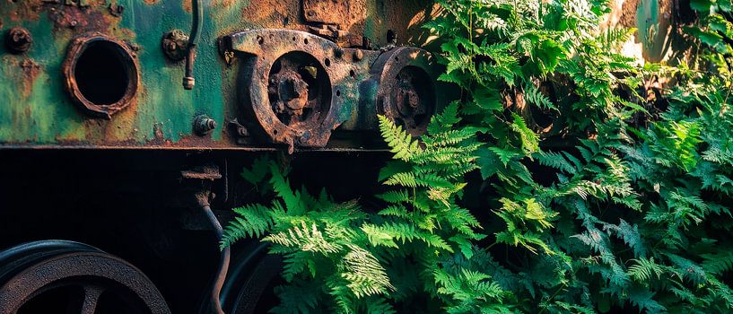 Verfallene Technik mit Pflanzenbewuchs von Poster Art Shop