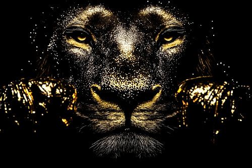 Luxe gouden leeuw wanddecoratie