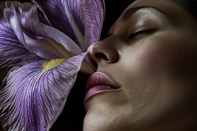 portrait fantaisiste d'une femme avec des fleurs par Egon Zitter