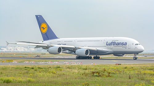 Lufthansa Airbus A380 passagiersvliegtuig.