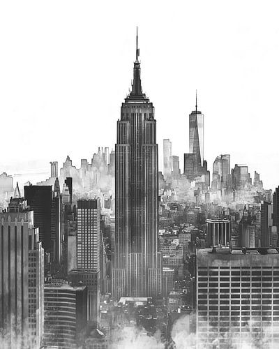 New Yorker Skyline in Schwarz-Weiß