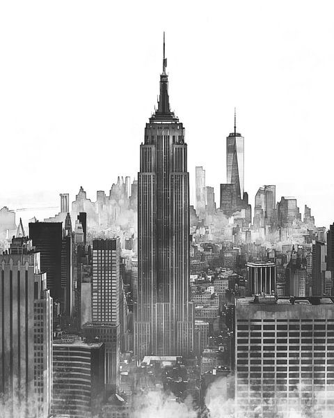 New York skyline in black and white by Thea