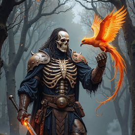 PYRONYX – A reaper warrior holding a small phoenix in his hand by INFERAURUM
