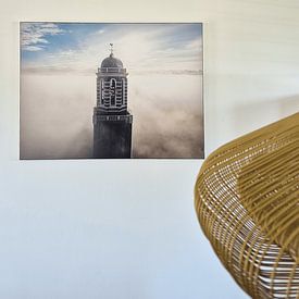 Photo de nos clients: Le clocher de l'église Peperbus à Zwolle au-dessus de la brume par Sjoerd van der Wal Photographie, sur ArtFrame