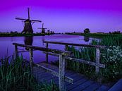 Het blauwe uurtje op Kinderdijk van Jan Enthoven Fotografie thumbnail