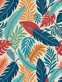 Vibrant Tropical Leaves Pattern by Artistic