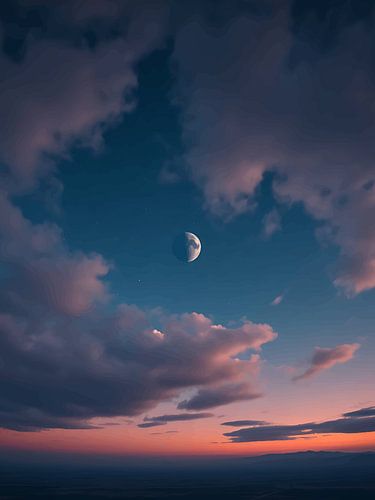 Halve maan nachthemel