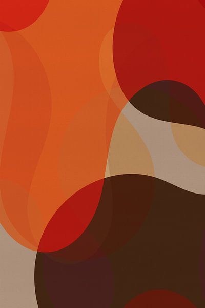 Abstrakte Formen in warmem Orange, Braun, Rot von Dina Dankers