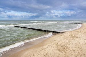 Buhnen an der Küste der Ostsee in der Nähe von Graal Müritz