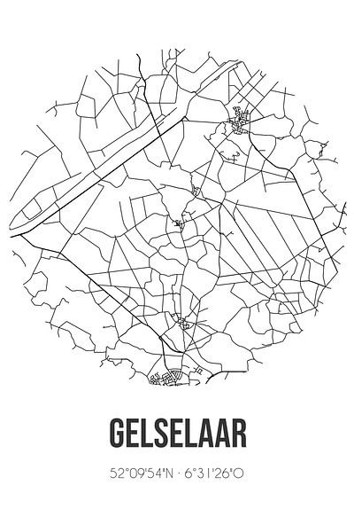 Gelselaar (Gelderland) | Map | Black and white by Prints of Place