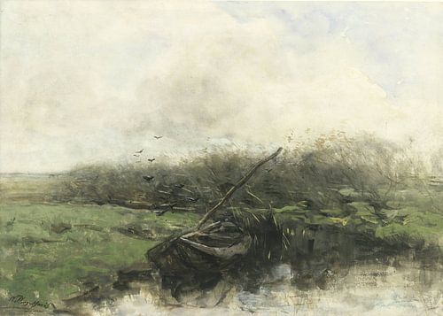 Roeiboot in een sloot, Willem Maris