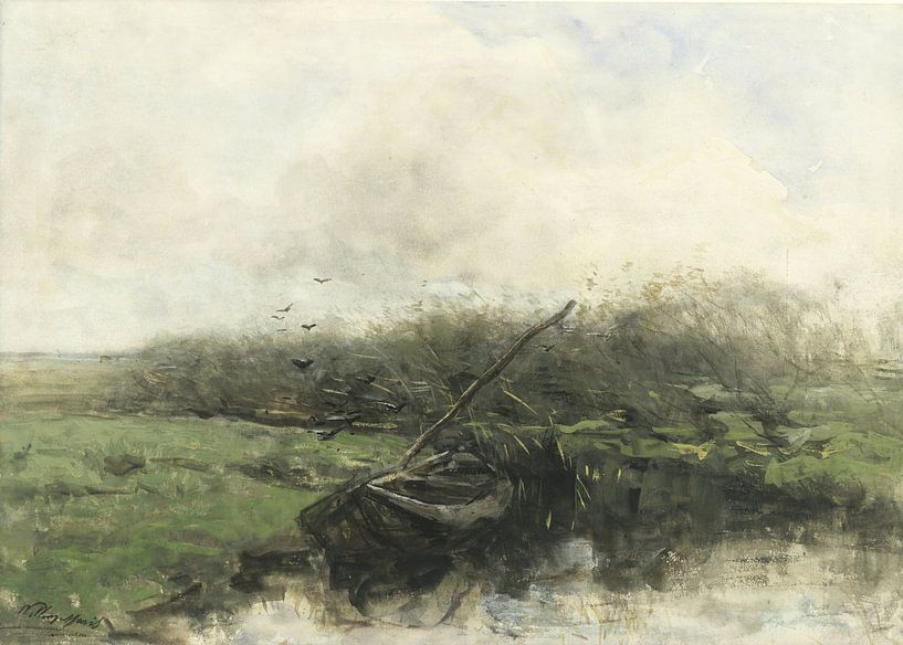 Rowing boat in a ditch, Willem Maris by Masterful Masters