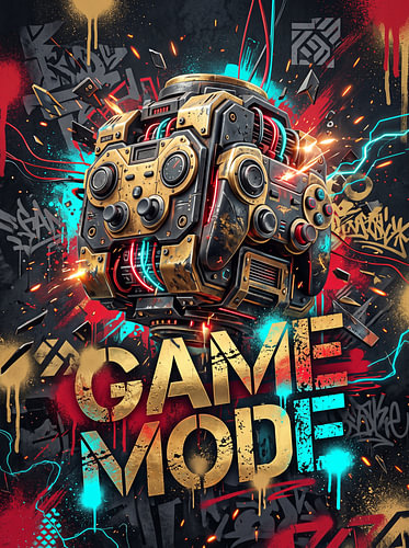 Spielmodus, Sci-Fi, Core, Controller, Würfel, Graffiti, Gamer, Grafikdesign