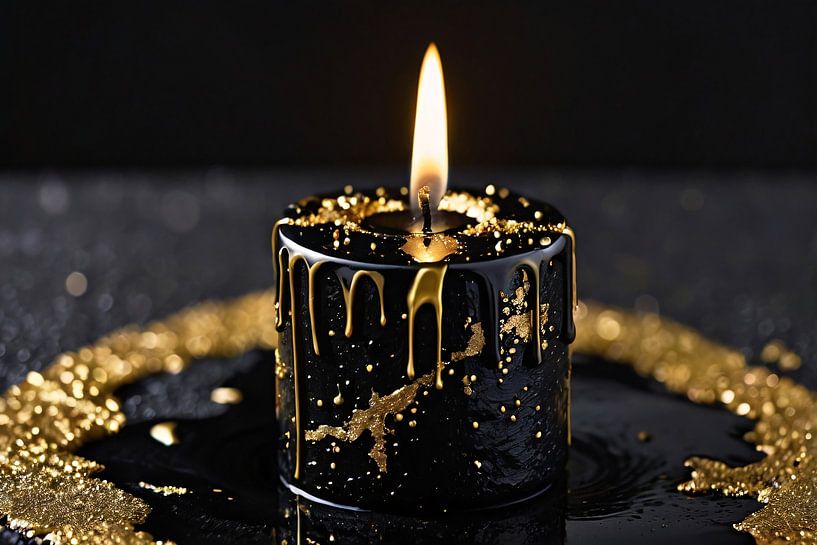 Bougie noire avec accents dorés par Art & Soul Creations